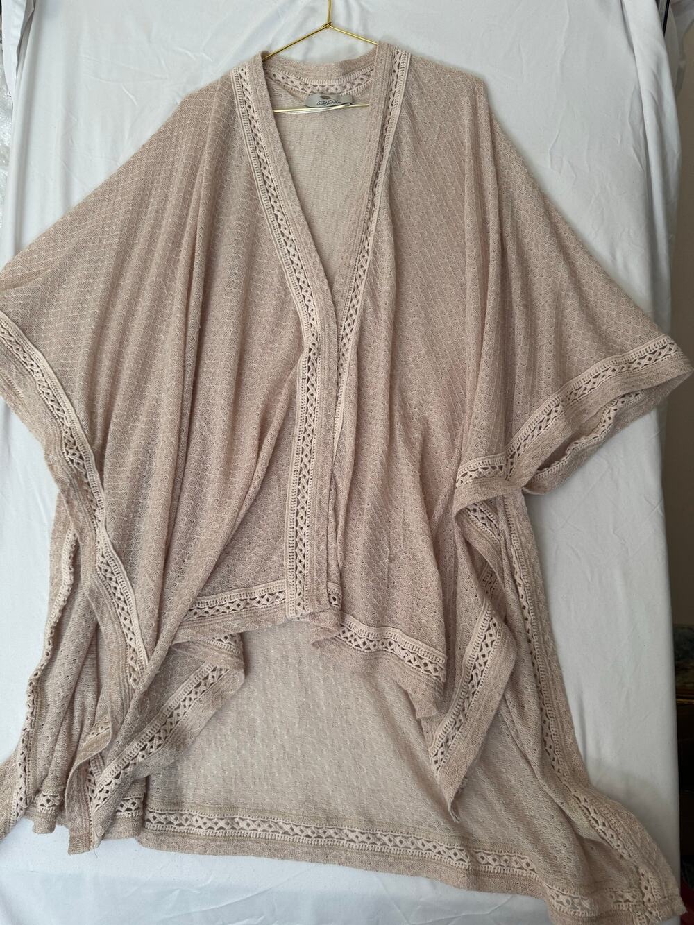 Bob Timberlake Crochet Knit Open Front Kimono Cardigan Cover-Up one size
